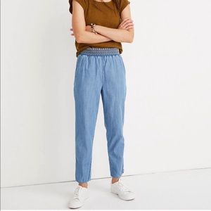 Madewell rainbow stitch chambray trousers